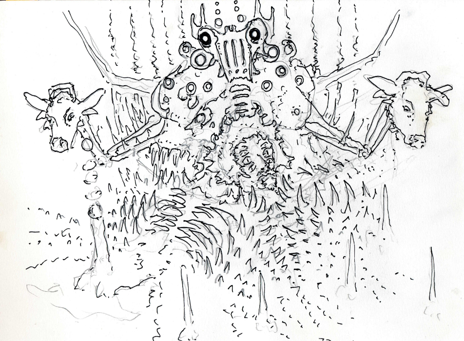 un dessin généré par intelligence artificiel ia par François Monthoux artiste suisse