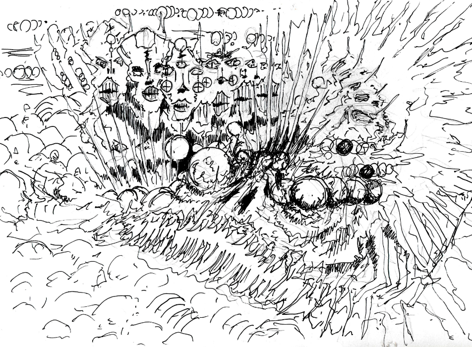 un dessin généré par intelligence artificiel ia par François Monthoux artiste suisse