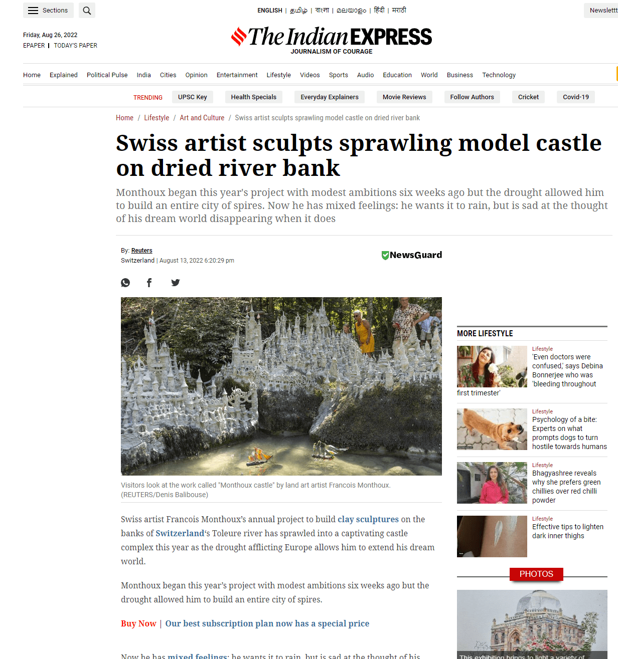 article de journal sur françois monthoux artiste suisse romand