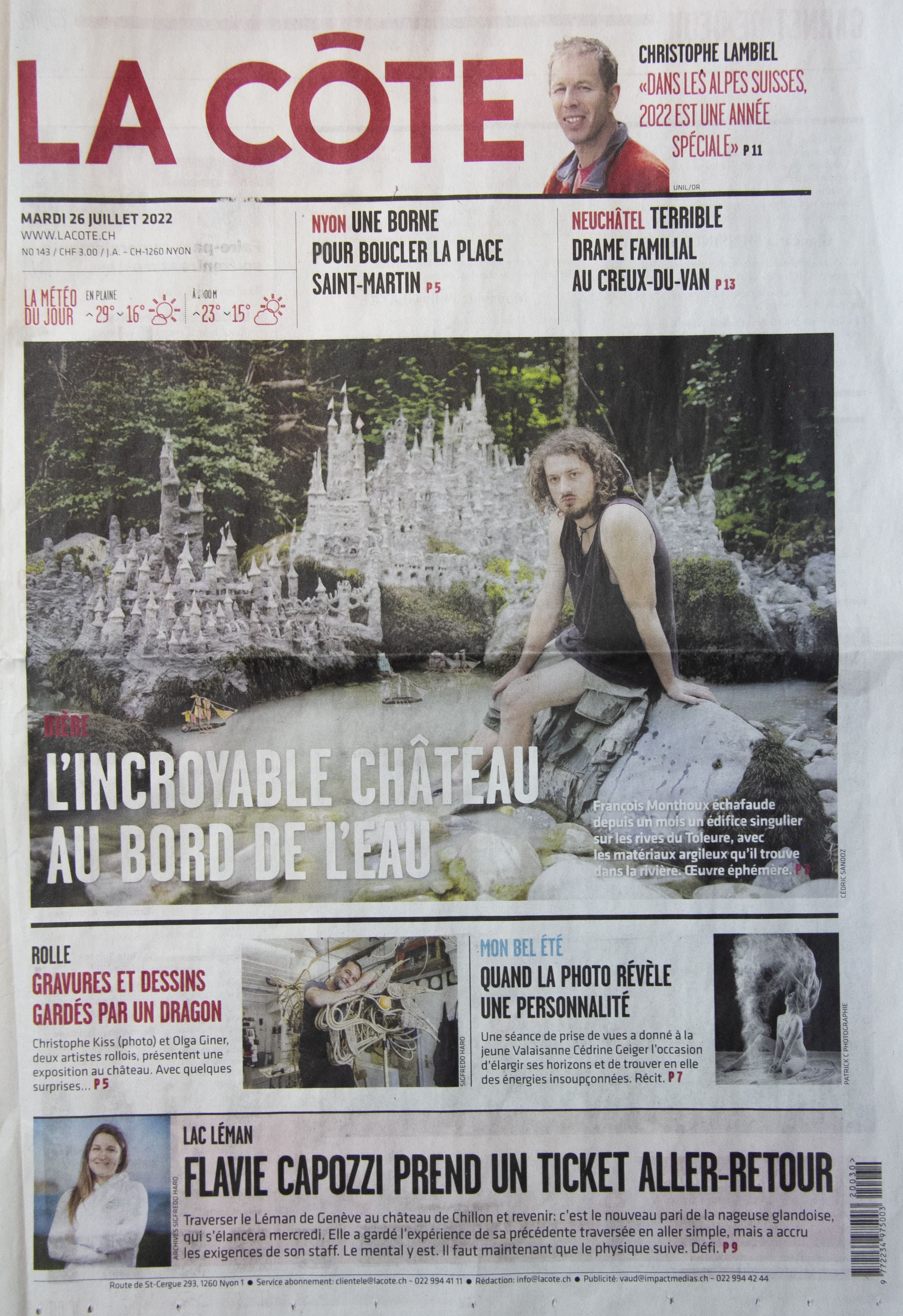 article de journal sur françois monthoux artiste suisse romand